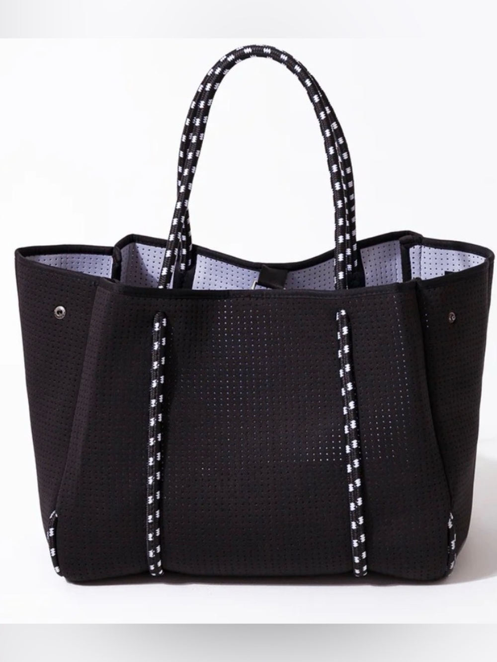 Black Neoprene Pop-ups Tote Bag with Rope Handles